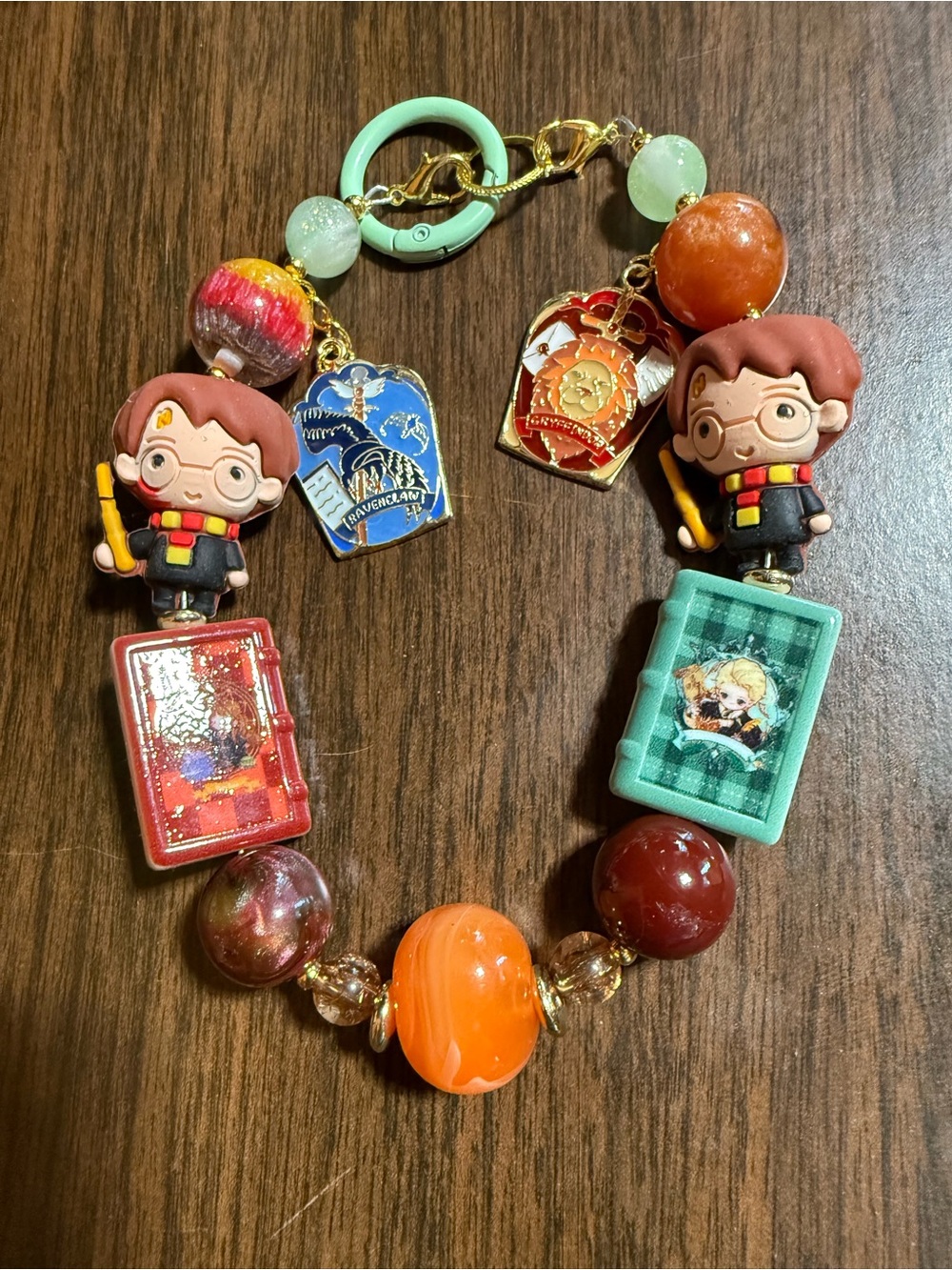 Harry Potter Keychain or Bag Tag with Red, Orange, Teal Accents